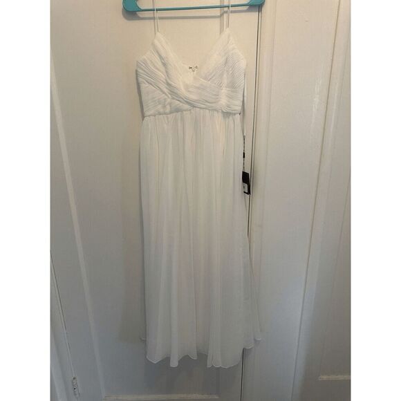 Short Wedding Guest Dress 70099 by Mac Duggal Sz XS New! White Spaghetti Strap - Picture 4 of 7